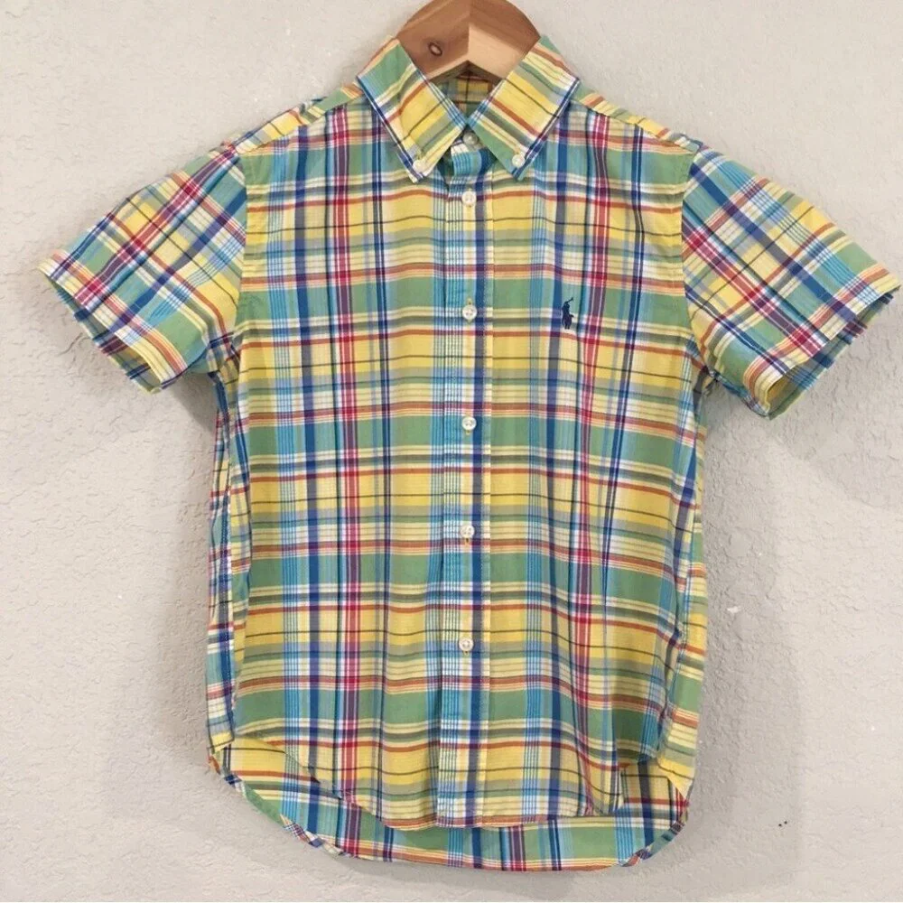 Ralph Lauren Boys‎ 5 Shirt Multicolored Button Short Sleeve Embroidered Designer